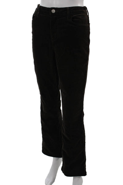 L'Agence Women Brown Solid Designer Pants Button 65% Cotton Blend Size 30