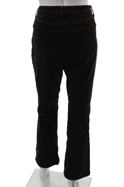 L'Agence Women Brown Solid Designer Pants Button 65% Cotton Blend Size 30