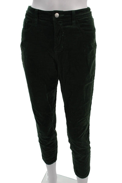 L'Agence Womens Ankle Cropped Pants Green Button 65% Cotton Size 30