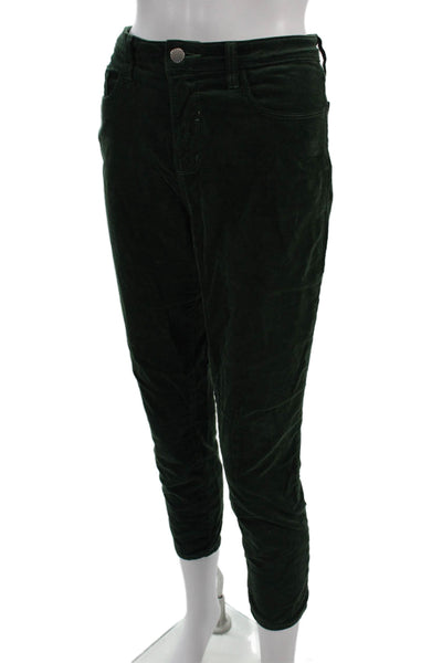 L'Agence Womens Ankle Cropped Pants Green Button 65% Cotton Size 30