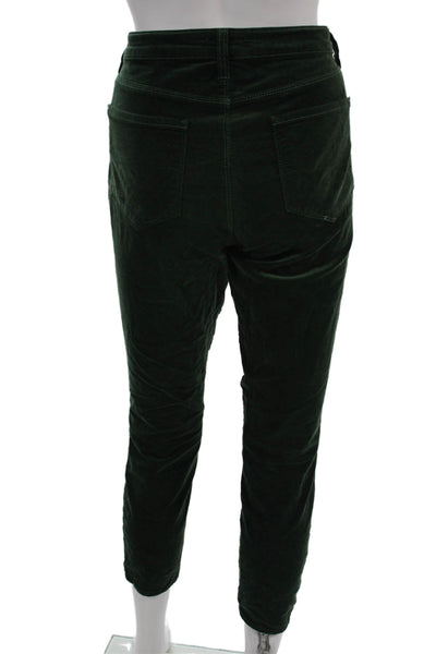 L'Agence Womens Ankle Cropped Pants Green Button 65% Cotton Size 30