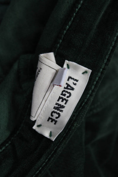 L'Agence Womens Ankle Cropped Pants Green Button 65% Cotton Size 30