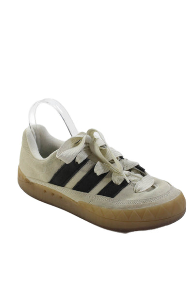 Adidas Women's Suede Lace Up Rubber Sole Trainer Sneakers Beige/Black Size 7