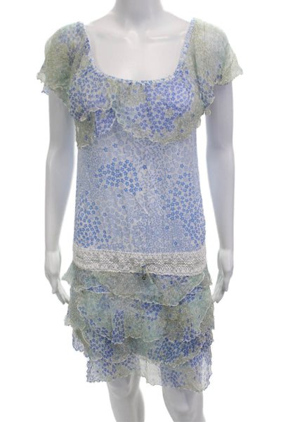 Poupette St. Barth Women Light Blue Square Neck Sundress Knee Length Size 1