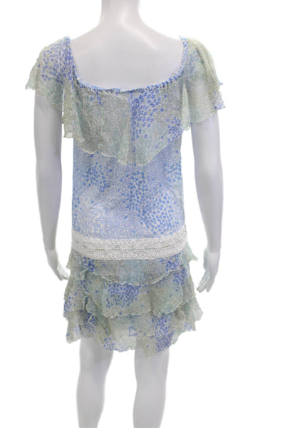Poupette St. Barth Women Light Blue Square Neck Sundress Knee Length Size 1
