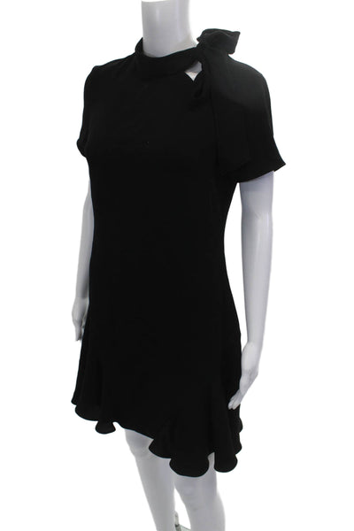 Shoshanna Women Shift Mini Dress Black High Neck Short Sleeve Size 4