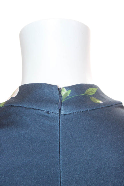 Neiman Marcus Women Sheath Dress Dark Blue Mock Neck Sleeveless Size 12