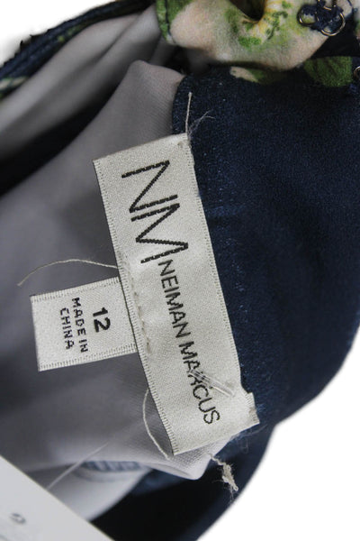 Neiman Marcus Women Sheath Dress Dark Blue Mock Neck Sleeveless Size 12