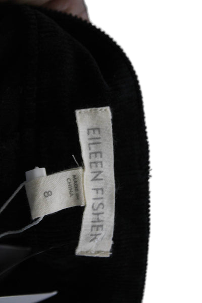 Eileen Fisher Womens Black Button Front Cotton Tencel Pants Size 8