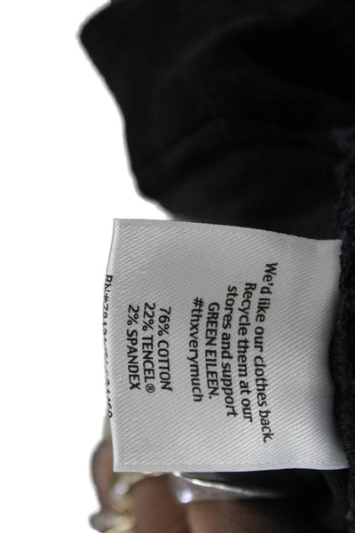 Eileen Fisher Womens Black Button Front Cotton Tencel Pants Size 8