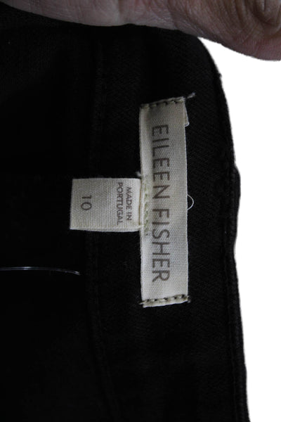 Eileen Fisher Women Black Cropped Cotton Pants Size 10