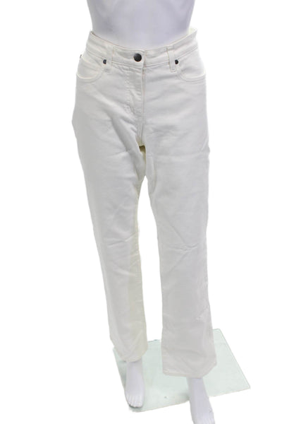 Eileen Fisher Women White Mid-Rise Pants Organic Cotton Elastane Size 10