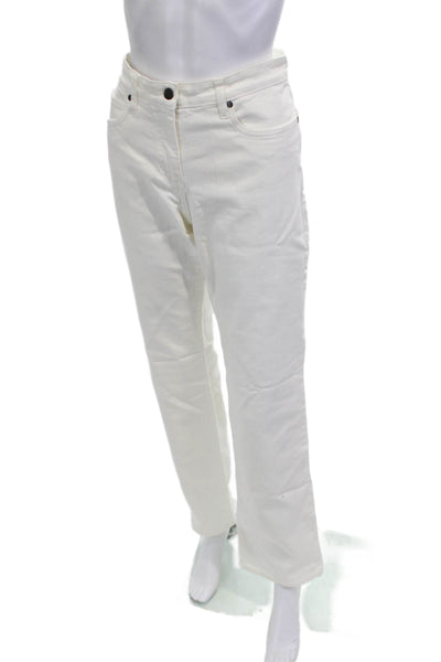 Eileen Fisher Women White Mid-Rise Pants Organic Cotton Elastane Size 10