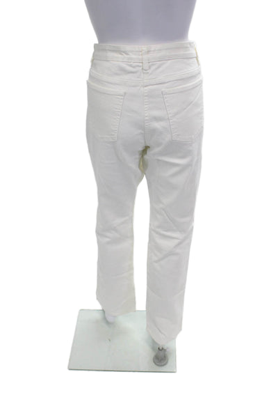 Eileen Fisher Women White Mid-Rise Pants Organic Cotton Elastane Size 10