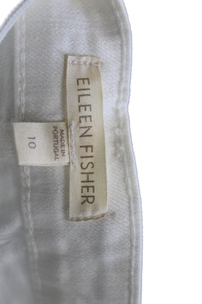 Eileen Fisher Women White Mid-Rise Pants Organic Cotton Elastane Size 10