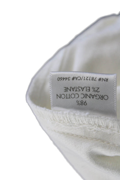 Eileen Fisher Women White Mid-Rise Pants Organic Cotton Elastane Size 10