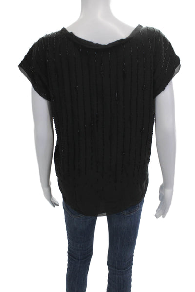 Eileen Fisher Women Black Silk Round Neck Sleeveless Blouse Size S