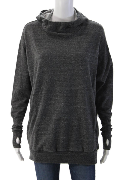 Terez Womens Pullover Sweatshirt Dark Gray Mock Neck Long Sleeve Size M
