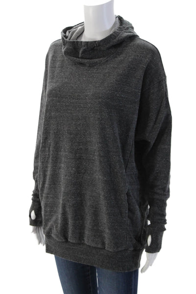 Terez Womens Pullover Sweatshirt Dark Gray Mock Neck Long Sleeve Size M