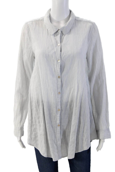 Calypso Saint Barth Womens Tunic Button Up Collared Gray Long Sleeve Size S
