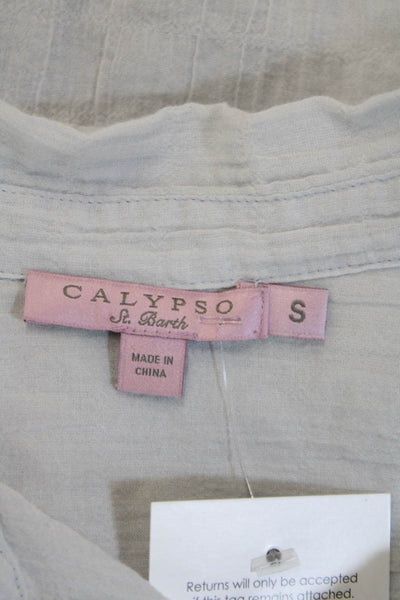 Calypso Saint Barth Womens Tunic Button Up Collared Gray Long Sleeve Size S