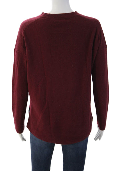 Theory Womens Pullover Crewneck Red Cotton Blend Long Sleeve Size S