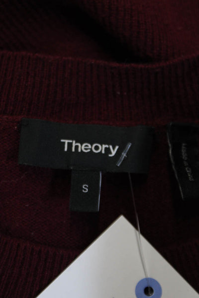 Theory Womens Pullover Crewneck Red Cotton Blend Long Sleeve Size S