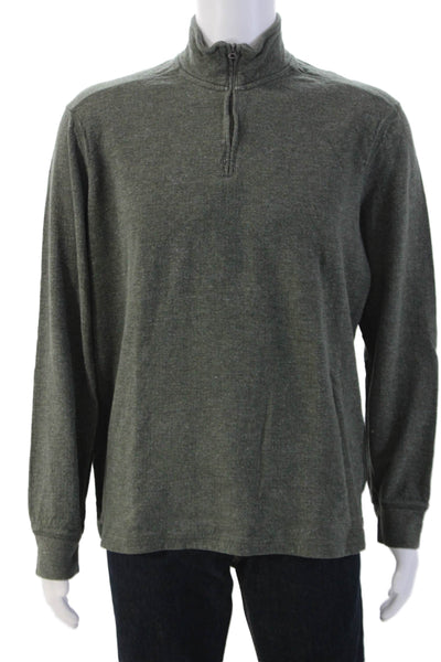 J Crew Mens Stand-Up Mock Neck Zip Sweatshirt Dark Gray 100% Cotton Size XL