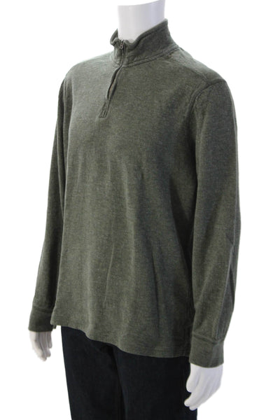 J Crew Mens Stand-Up Mock Neck Zip Sweatshirt Dark Gray 100% Cotton Size XL