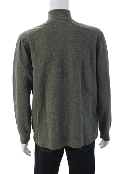 J Crew Mens Stand-Up Mock Neck Zip Sweatshirt Dark Gray 100% Cotton Size XL