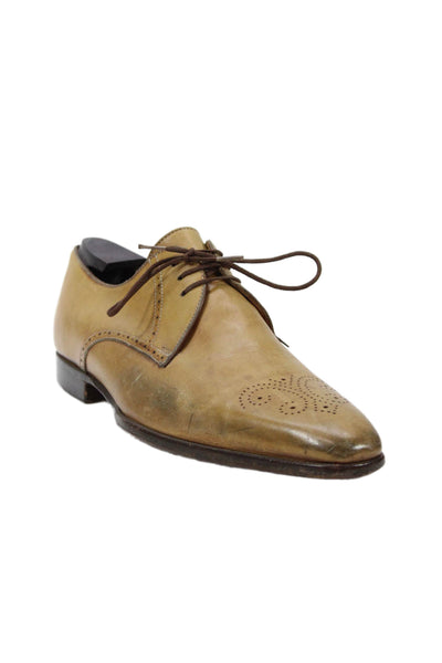Domenico Vacca Mens Leather Lace Up Oxford Dress Shoes Yellow Size 9