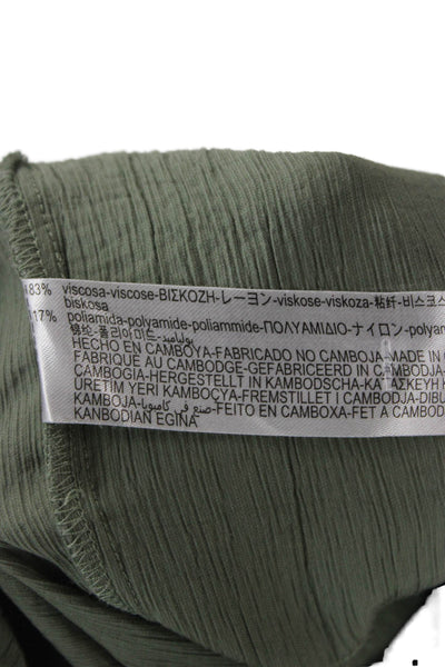 Zara Women Cropped Pants Green Drawstring Viscose Polyamide Size XS