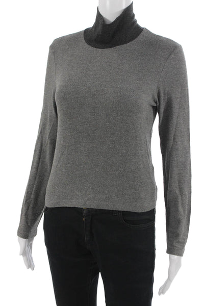 Leset Unisex Dark Gray Mock Neck Pullover Sweater Long Sleeve Size M