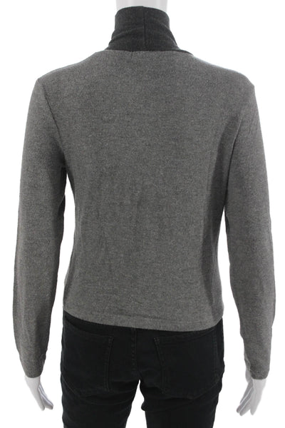 Leset Unisex Dark Gray Mock Neck Pullover Sweater Long Sleeve Size M