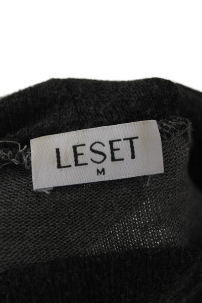 Leset Unisex Dark Gray Mock Neck Pullover Sweater Long Sleeve Size M