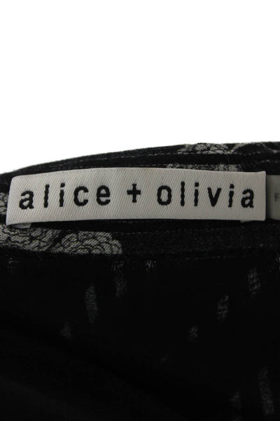 Alice + Olivia Women Black Floral V-Neck Long Sleeve Blouse Size XS