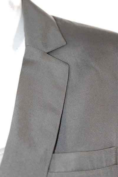 Rag & Bone Unisex Gray Silk Cotton Blazer Button Collared Long Sleeve Size 2