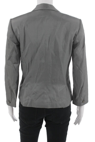 Rag & Bone Unisex Gray Silk Cotton Blazer Button Collared Long Sleeve Size 2