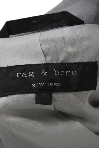 Rag & Bone Unisex Gray Silk Cotton Blazer Button Collared Long Sleeve Size 2