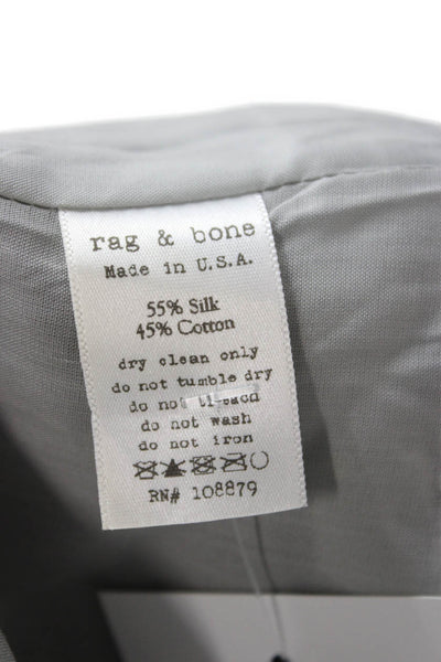 Rag & Bone Unisex Gray Silk Cotton Blazer Button Collared Long Sleeve Size 2