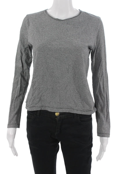 Zara Women Basic Striped Gray Long Sleeve T-Shirt Size S