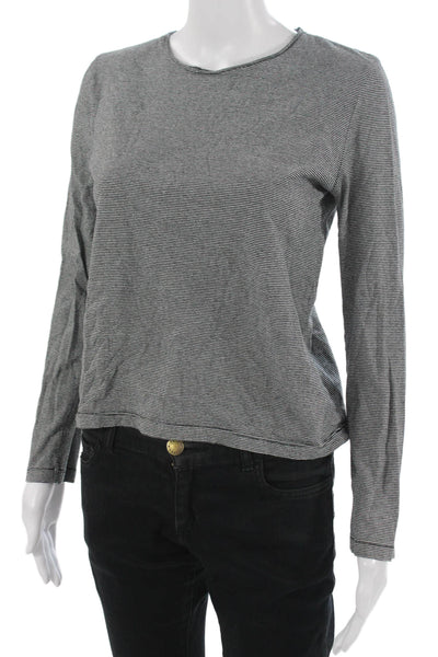 Zara Women Basic Striped Gray Long Sleeve T-Shirt Size S