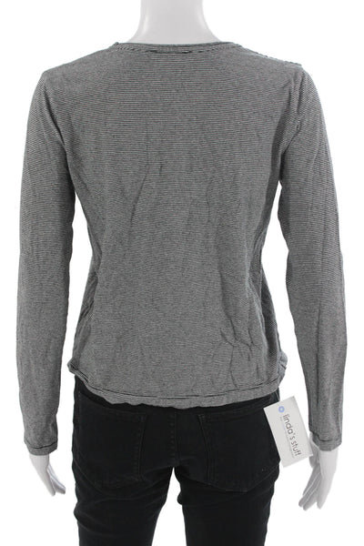 Zara Women Basic Striped Gray Long Sleeve T-Shirt Size S