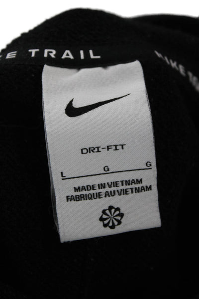 Nike Unisex Pullover Hoodie Black Graphic Drawstring Size L