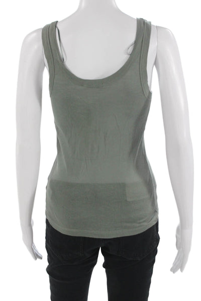 Zara Women Basic Sleeveless Tank Gray Cotton Round Neck Army Size S