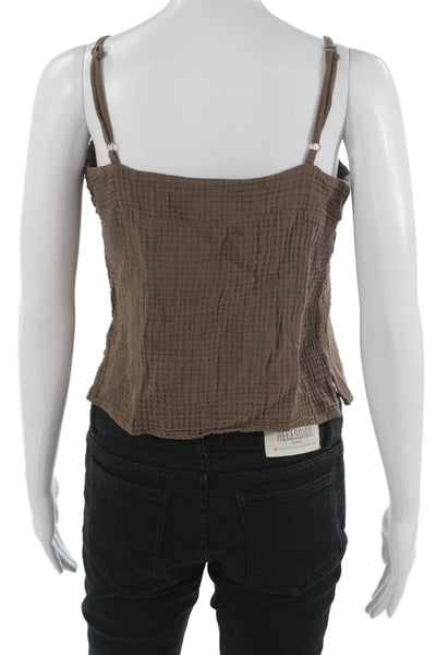 Drew Womens Cropped Camisole Brown Cotton Square Neck Sleeveless Boho Size XS