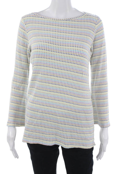 Le Bop Womens Tunic Blouse Long Sleeve Geometric White Rayon Blend Size XS