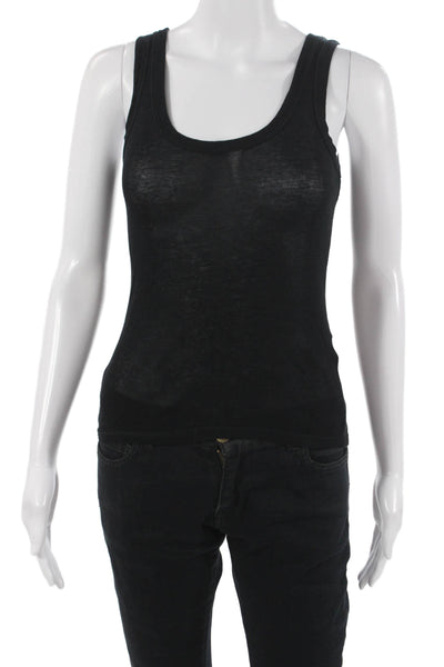Zara Womens Basic Sleeveless Cotton Tank Black Size S