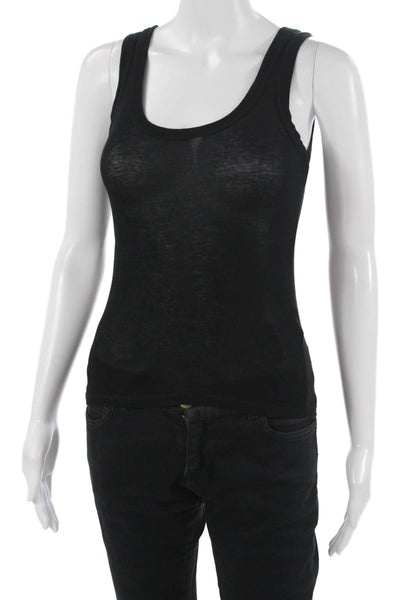Zara Womens Basic Sleeveless Cotton Tank Black Size S