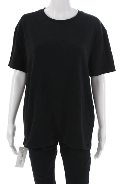 Zara Womens Basic Black Crew Neck Short Sleeve T-Shirt Size XL